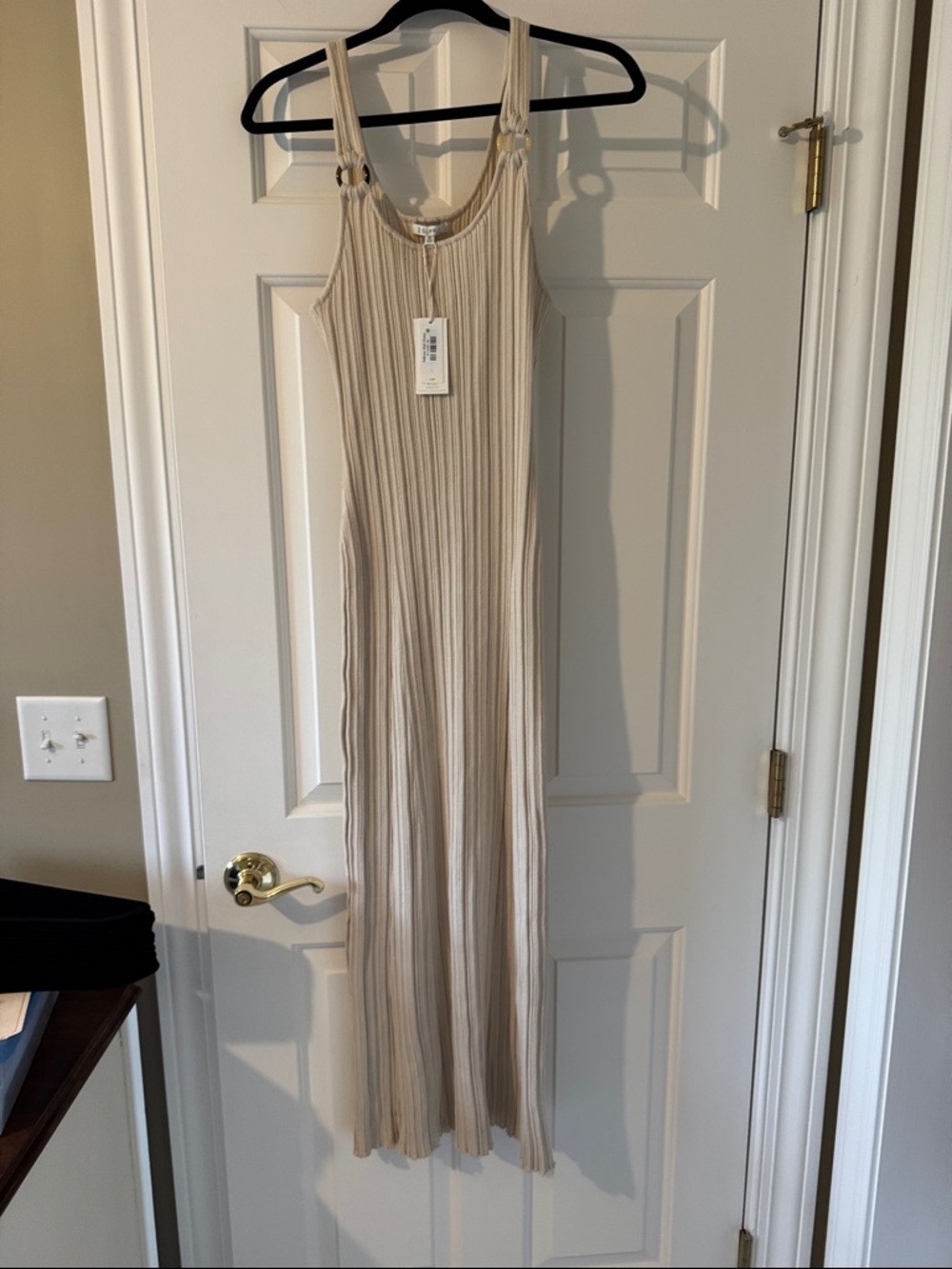 ZSupply Salinas Midi Dress in Cream Ribbed Knit M NWT